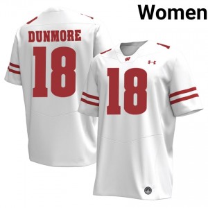 Badgers Donovan Dunmore Women Jersey | #18 White High School Football Gear 36957310