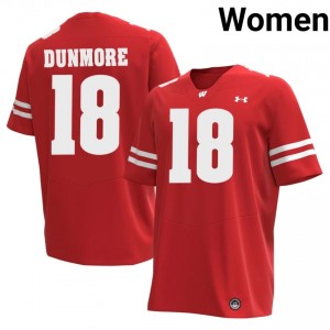 Authentic Donovan Dunmore #18 Wisconsin Football Jersey | Red Women NCAA Edition 50860086