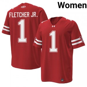 #1 Eric Fletcher Jr. UW Badgers Women Premium Stitched 1980 Throwback Football Jersey | Red Player Game-Day Style 13818752