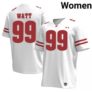 Wisconsin J.J. Watt Women Jersey | #99 White NCAA Football Gear 73999330