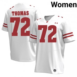 UW Badgers Joe Thomas Women Jersey | #72 White Player Football Gear 43044443
