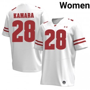 UW Badgers Jon Jon Kamara Women Jersey | #28 White Player Football Gear 80059302