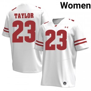UW Badgers Jonathan Taylor Women Jersey | #23 White Player Football Gear 13110901