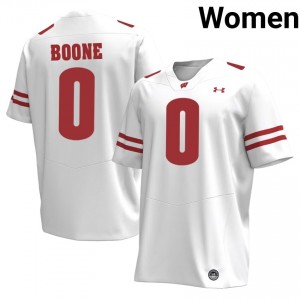 Wisconsin Justus Boone Women Jersey | #0 White NCAA Football Gear 52681260