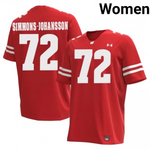 Authentic Lucas Simmons-Johansson #72 UW Badgers Football Jersey | Red Women Player Edition 25031662