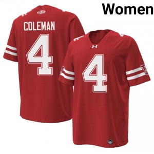 #4 Malachi Coleman Wisconsin Women Premium Stitched 1980 Throwback Football Jersey | Red NCAA Game-Day Style 52435977