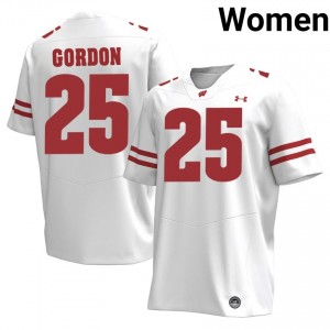 Badgers Melvin Gordon Women Jersey | #25 White High School Football Gear 34593697