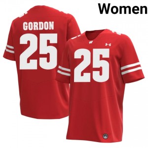 Authentic Melvin Gordon #25 Wisconsin Football Jersey | Red Women NCAA Edition 27439003