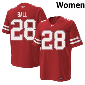 #28 Montee Ball Wisconsin Women Premium Stitched 1980 Throwback Football Jersey | Red NCAA Game-Day Style 98599572
