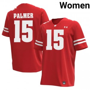 Authentic Nate Palmer #15 UW Badgers Football Jersey | Red Women Player Edition 10975471