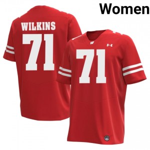 Authentic PJ Wilkins #71 Badgers Football Jersey | Red Women High School Edition 93380569