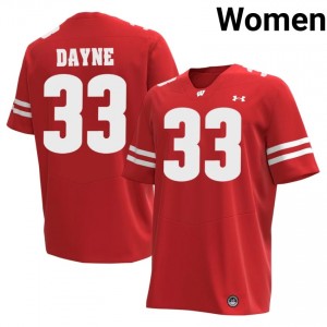 Authentic Ron Dayne #33 Badgers Football Jersey | Red Women High School Edition 92635397