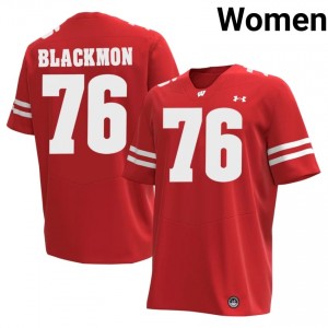 Authentic Stylz Blackmon #76 Wisconsin Football Jersey | Red Women NCAA Edition 64055090