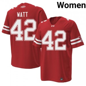 #42 T.J. Watt UW Badgers Women Premium Stitched 1980 Throwback Football Jersey | Red Player Game-Day Style 55588444