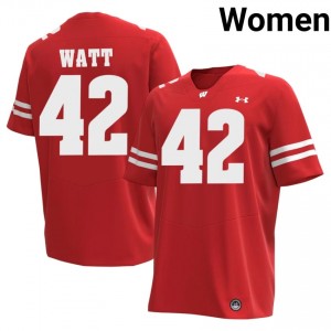 Authentic T.J. Watt #42 Badgers Football Jersey | Red Women High School Edition 82288631