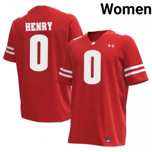 Authentic Tyrell Henry #0 Wisconsin Badgers Football Jersey | Red Women University Edition 34576908