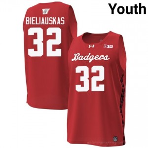 Wisconsin Aleksas Bieliauskas Youth Special Game Jersey | #32 Red NCAA Hoops Gear 27318601