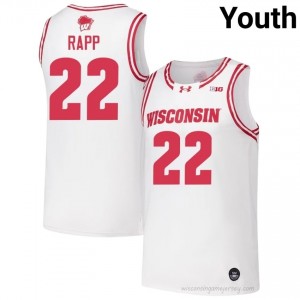 Austin Rapp #22 UW Badgers Jersey | Elite White Youth Basketball Kit 60844046