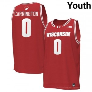 #0 Braeden Carrington Wisconsin Youth Premium Stitched Basketball Jersey | Red NCAA Game-Day Style 25949481