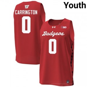 Red Braeden Carrington #0 Wisconsin Youth Special Game Jersey | Badger Nation Basketball Apparel 82078269