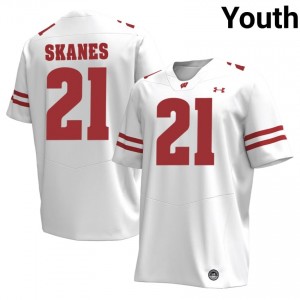 Cairo Skanes Wisconsin #21 Jersey | Official Badgers White Youth NCAA Football Uniform 78019425