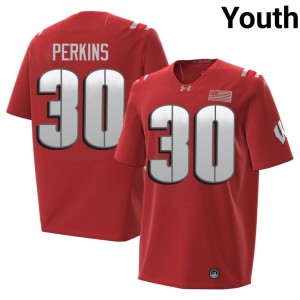 UW Badgers Charles Perkins Youth 2026 Jersey | #30 Red Player Football Gear 66675161