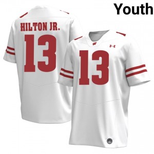 Eugene Hilton Jr. Wisconsin #13 Jersey | Official Badgers White Youth Player Football Uniform 14606006