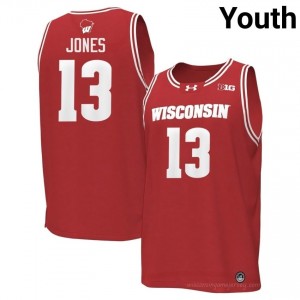 #13 Hayden Jones UW Youth Premium Stitched Basketball Jersey | Red College Game-Day Style 79387328