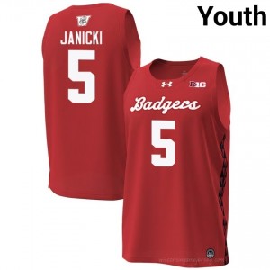 Wisconsin Badgers Jack Janicki Youth Special Game Jersey | #5 Red University Hoops Gear 49865931