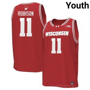 Jack Robison Wisconsin #11 Jersey | Official Badgers Red Youth High School Basketball Uniform 46674301