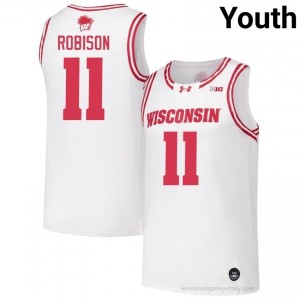 Authentic Jack Robison #11 Wisconsin Badgers Basketball Jersey | White Youth University Edition 50973363