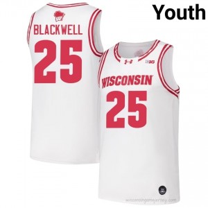John Blackwell #25 UW Badgers Jersey | Elite White Youth Basketball Kit 45908606