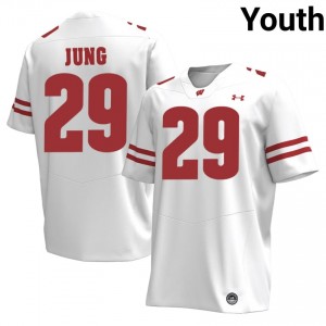 Matt Jung Wisconsin #29 Jersey | Official Badgers White Youth College Football Uniform 80524976