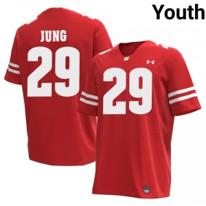 Red Matt Jung #29 Wisconsin Youth Jersey | Badger Nation Football Apparel 91656566