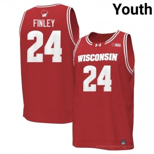 #24 Michael Finley UW Badgers Youth Premium Stitched Basketball Jersey | Red Player Game-Day Style 12942874