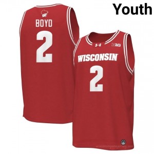 Nick Boyd Wisconsin #2 Jersey | Official Badgers Red Youth High School Basketball Uniform 15099776
