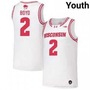 Authentic Nick Boyd #2 Wisconsin Badgers Basketball Jersey | White Youth University Edition 62801214