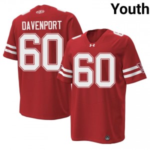 Authentic Nolan Davenport #60 Wisconsin Badgers Football 1980 Throwback Jersey | Red Youth University Edition 13184617