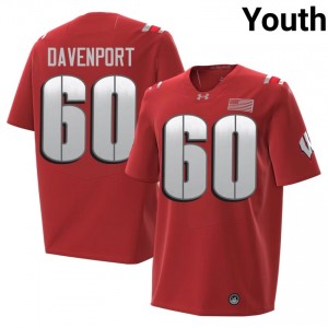 UW Badgers Nolan Davenport Youth 2026 Jersey | #60 Red Player Football Gear 37595309