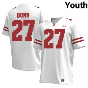 Raphael Dunn Wisconsin #27 Jersey | Official Badgers White Youth University Football Uniform 27665571