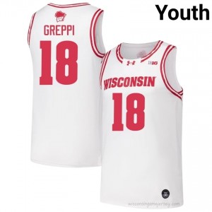 Riccardo Greppi #18 Wisconsin Badgers Jersey | Elite White Youth Basketball Kit 60569925