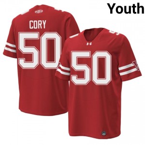 Authentic Ryan Cory #50 UW Badgers Football 1980 Throwback Jersey | Red Youth Player Edition 75873390