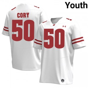 Ryan Cory Wisconsin #50 Jersey | Official Badgers White Youth University Football Uniform 58380541