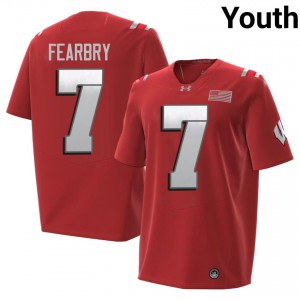 UW Badgers Tyreese Fearbry Youth 2026 Jersey | #7 Red Player Football Gear 36592443