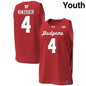 Wisconsin Zach Kinziger Youth Special Game Jersey | #4 Red NCAA Hoops Gear 87759862