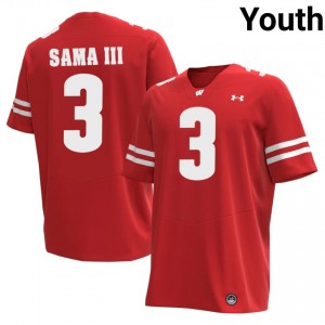 Red Abu Sama III #3 Wisconsin Youth Jersey | Badger Nation Football Apparel 76526322