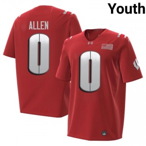 UW Badgers Braelon Allen Youth 2026 Jersey | #0 Red Player Football Gear 63549520