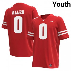 Red Braelon Allen #0 Wisconsin Youth Jersey | Badger Nation Football Apparel 10673250