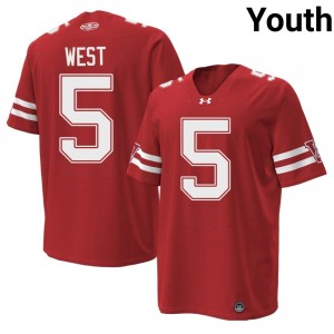 Authentic Bryce West #5 Badgers Football 1980 Throwback Jersey | Red Youth High School Edition 29782829