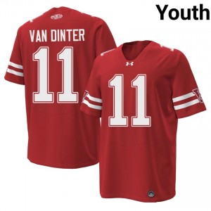 Authentic Carson Van Dinter #11 Wisconsin Football 1980 Throwback Jersey | Red Youth NCAA Edition 81456722